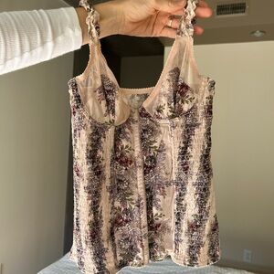 Kenzo Floral  Corset Top in Pink and Purple